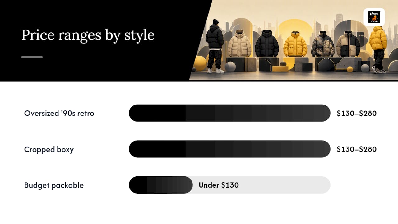 Comparison diagram of puffer jacket style categories