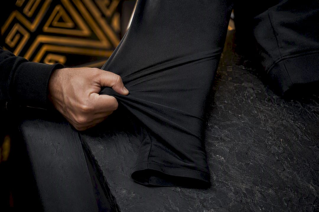 Close-up of stretchy athleisure fabric texture