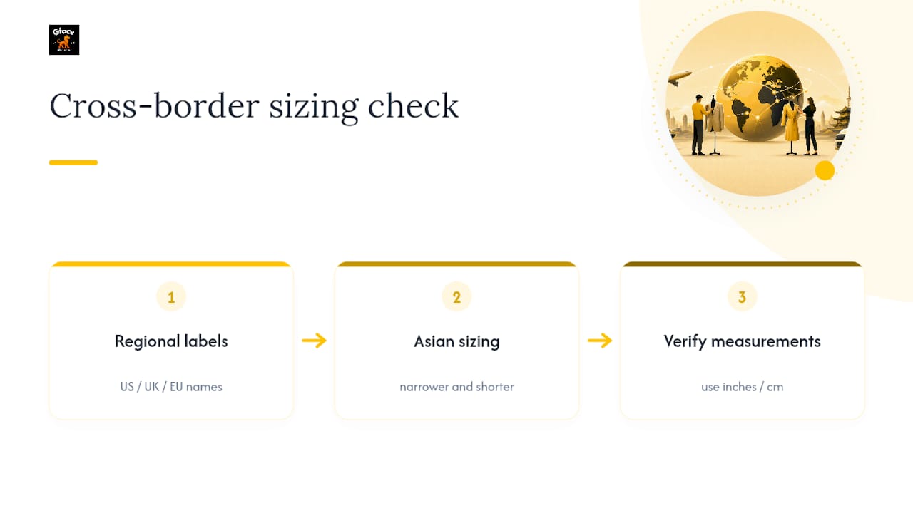 Cross-border size labels converted to measurements