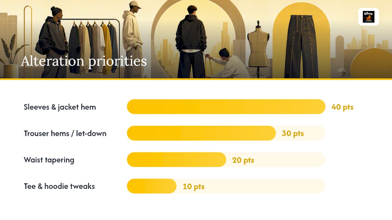 Priority order for tall menswear alterations