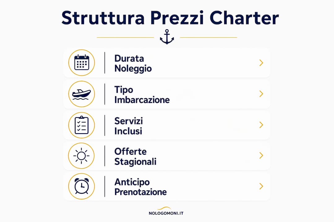 Guida visiva alla composizione dei prezzi per il noleggio di barche a vela