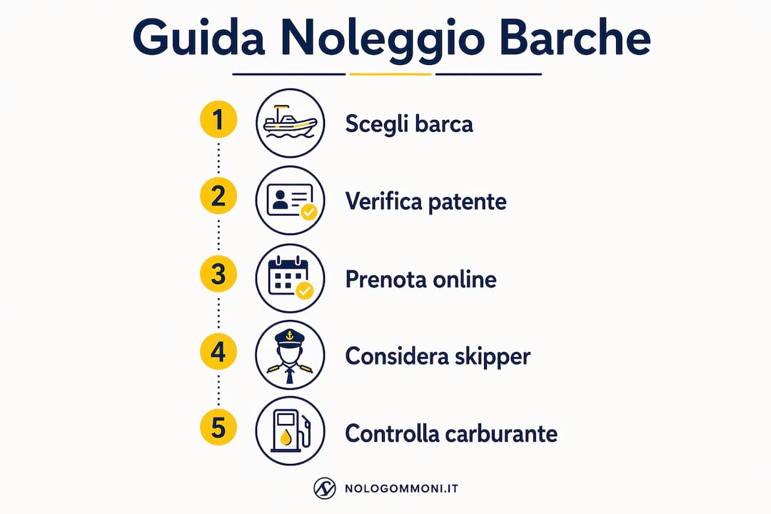 Infografica: tutti i passaggi per noleggiare una barca senza patente