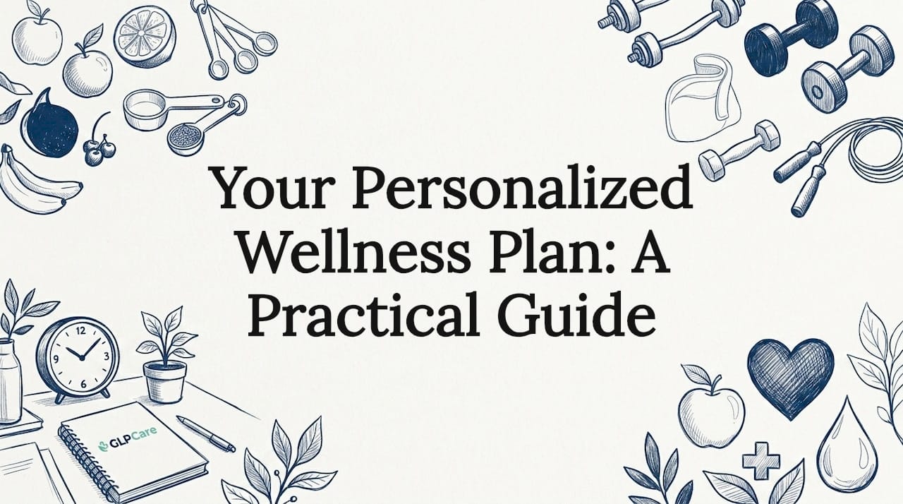 Decorative wellness plan title card illustration