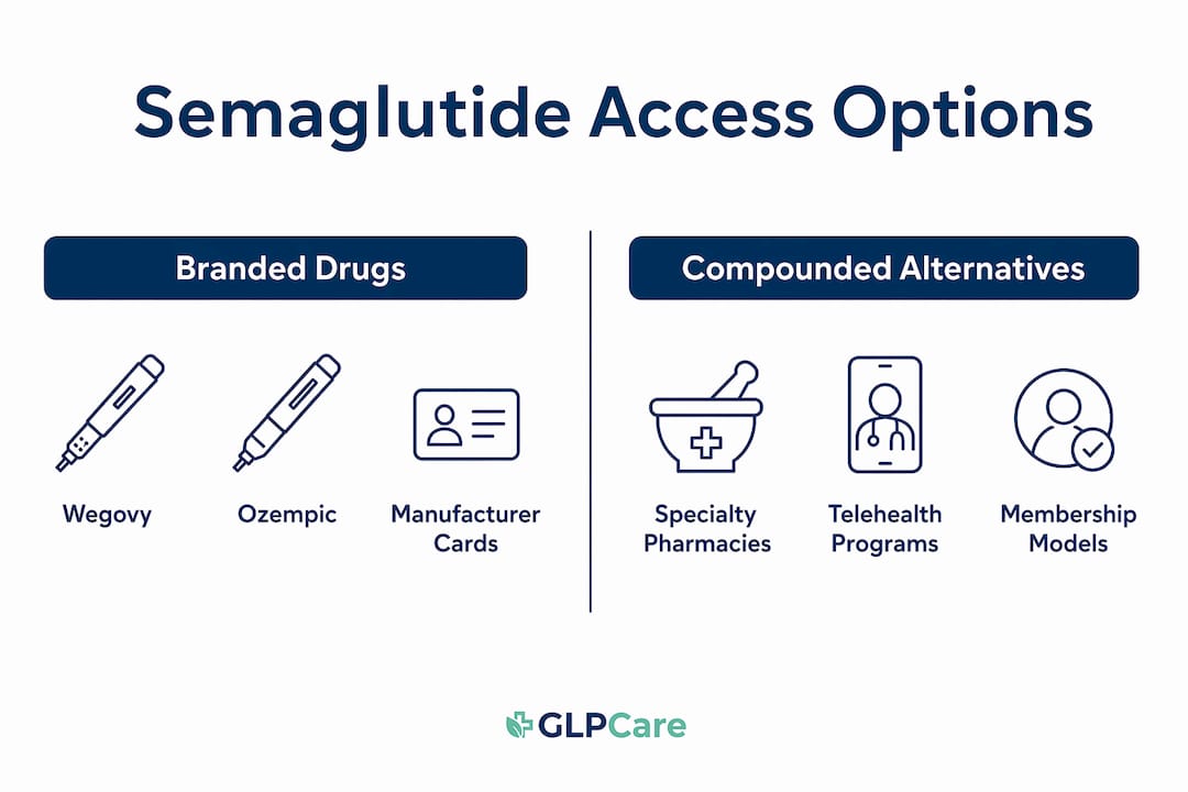 Infographic comparing semaglutide access options