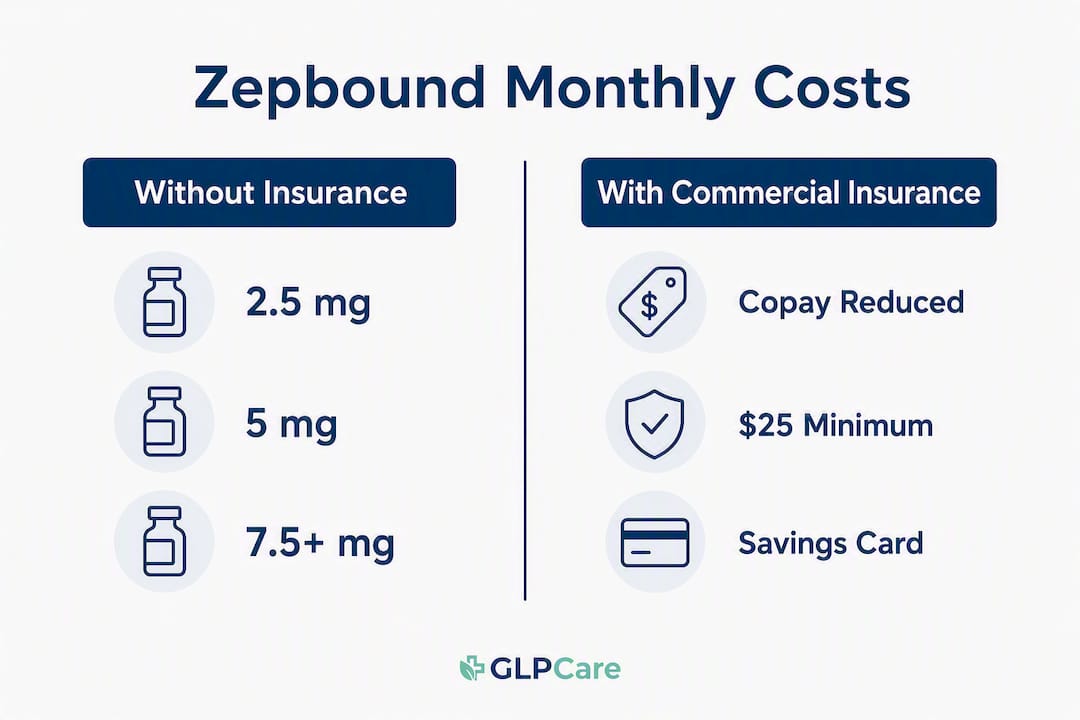 Infographic comparing Zepbound costs without and with insurance