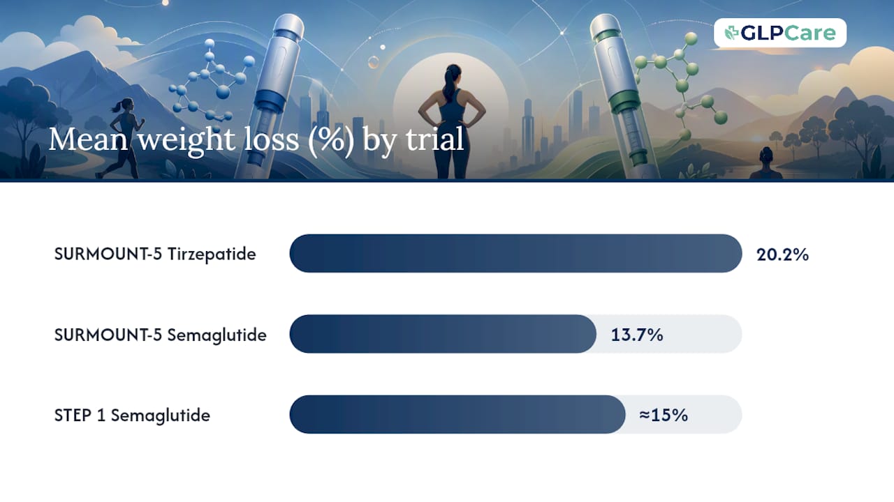 Comparative weight loss chart of tirzepatide vs semaglutide