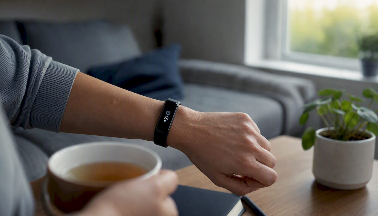 Fitness tracker band on wrist