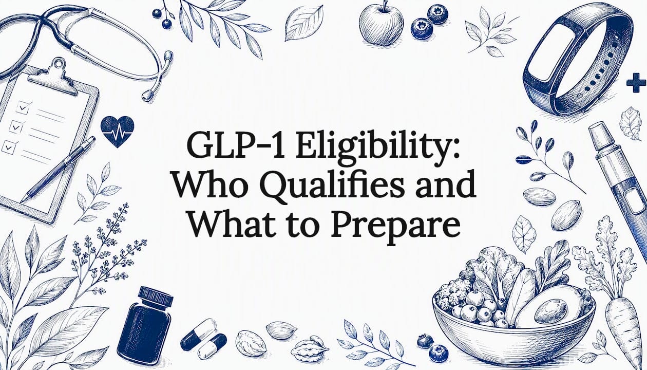 Decorative title card illustration representing GLP-1 therapy and integrated weight management