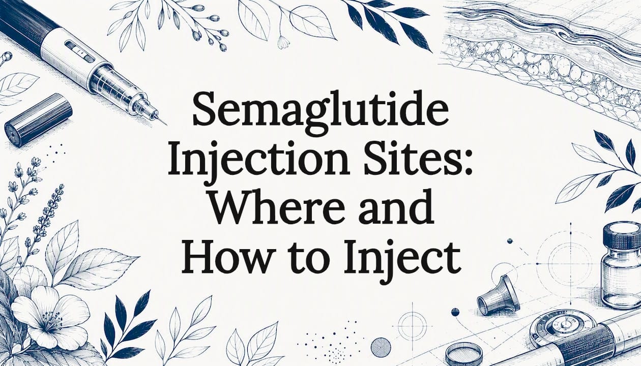 Decorative title card illustration themed on semaglutide injection