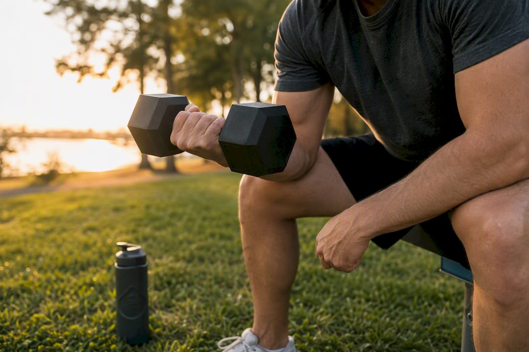 Person doing resistance training with dumbbell