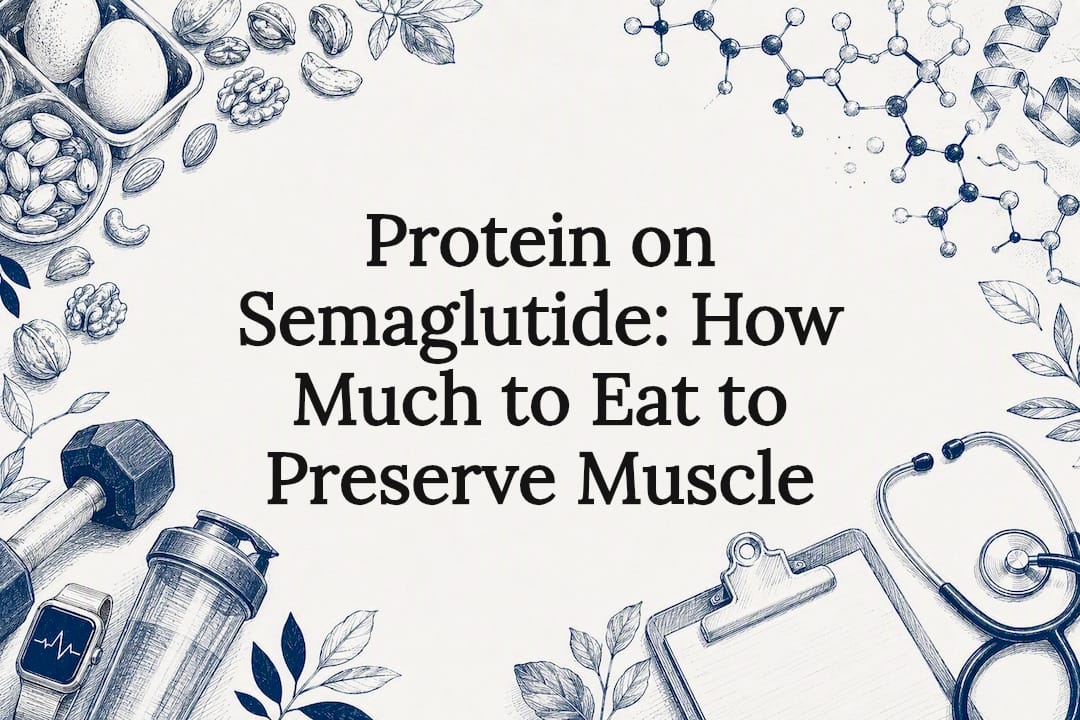 Decorative health and nutrition title card illustration