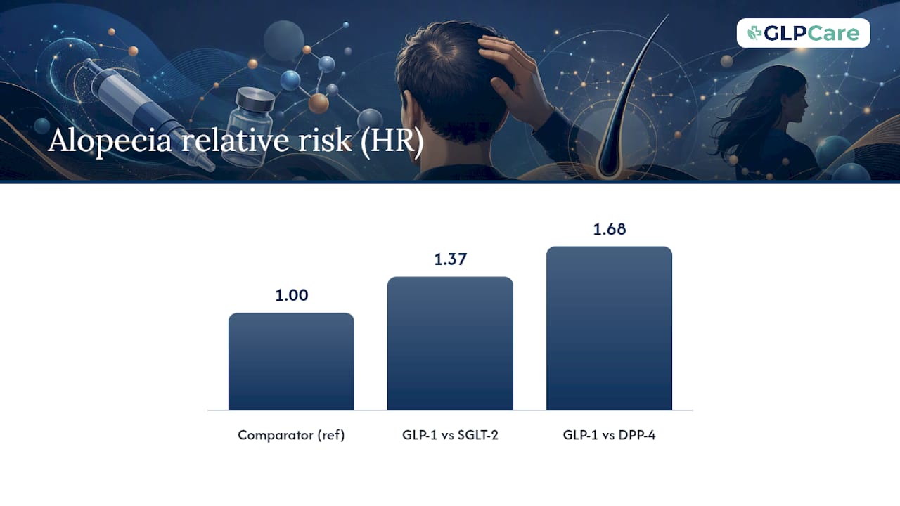 Diagram comparing hair loss risk across diabetes drug classes