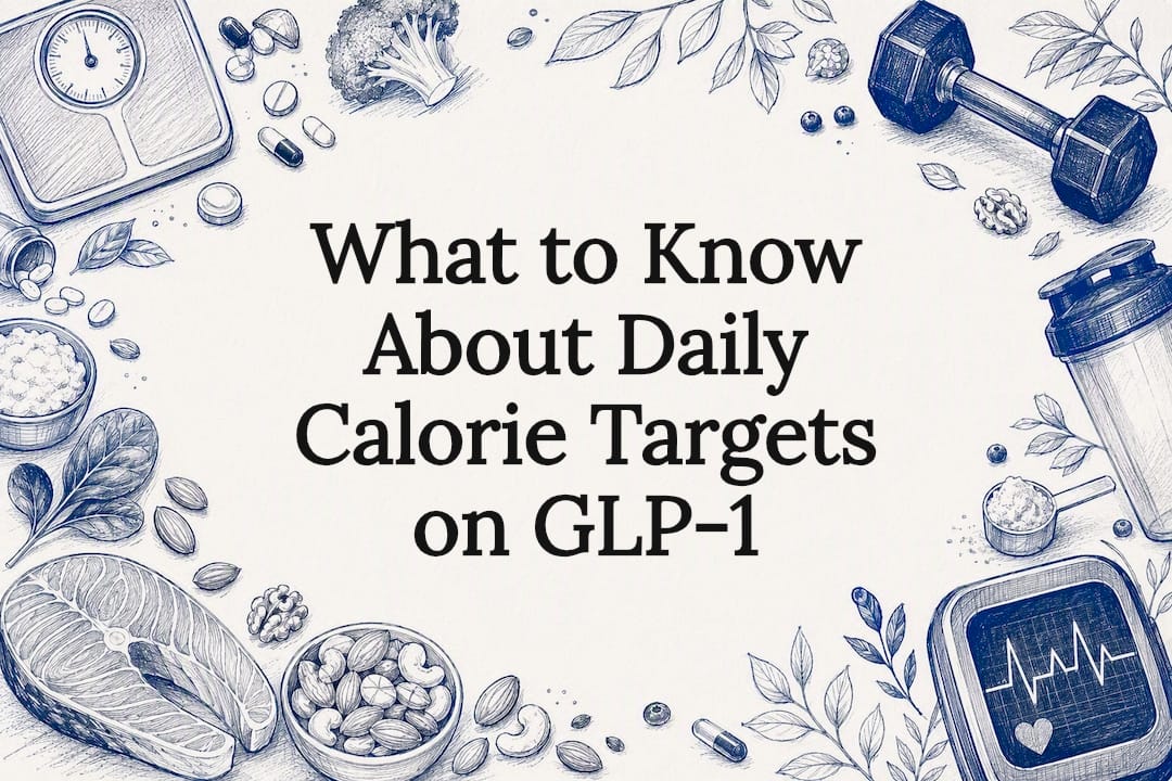 Decorative title card illustration for calorie targets on GLP-1