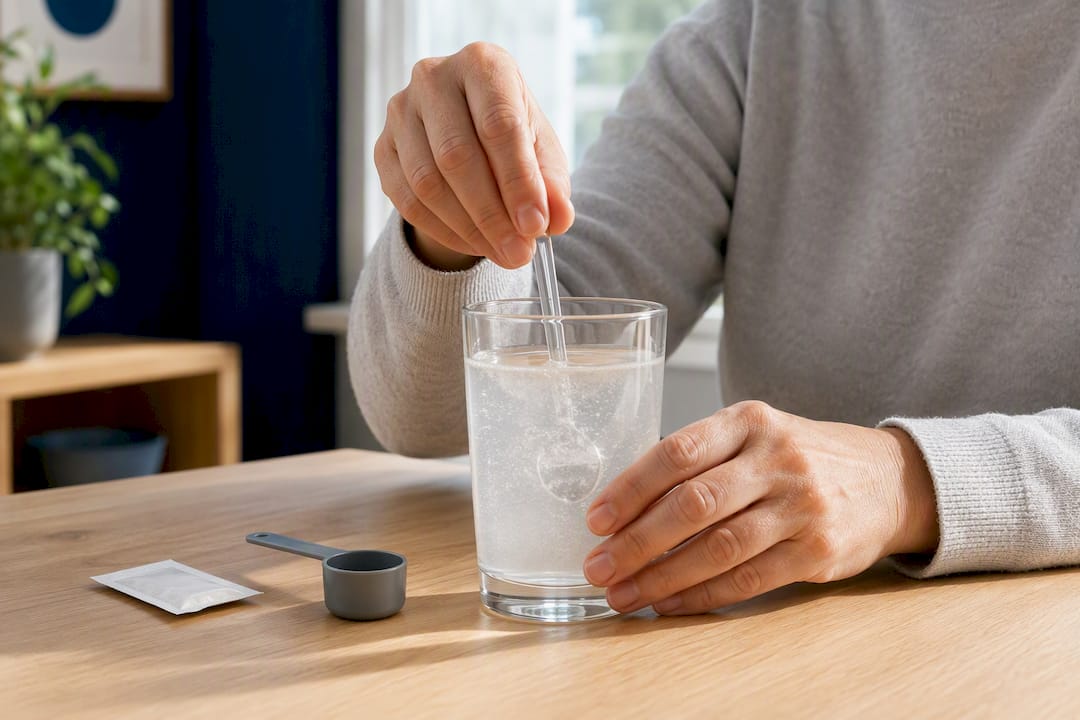 Hands preparing oral rehydration solution