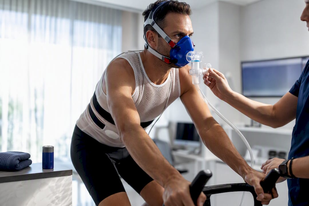 Participant undergoing metabolic exercise testing