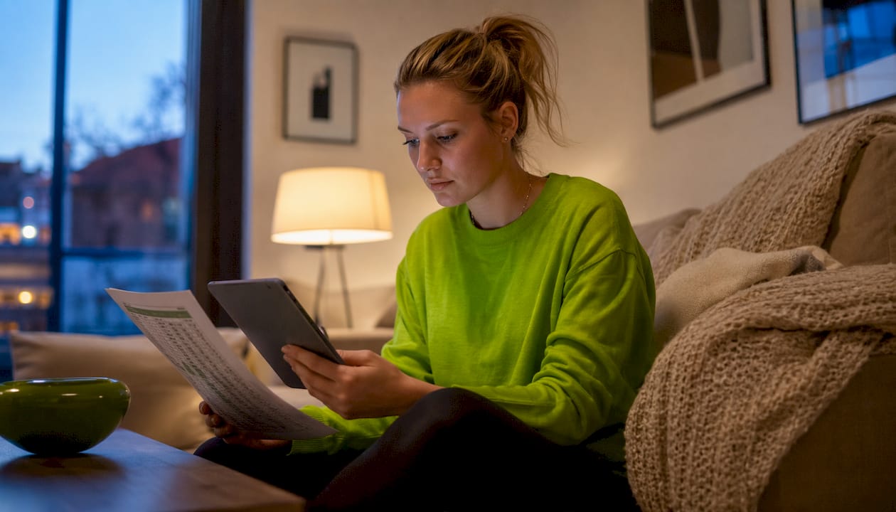Man analyzing sports odds on balcony