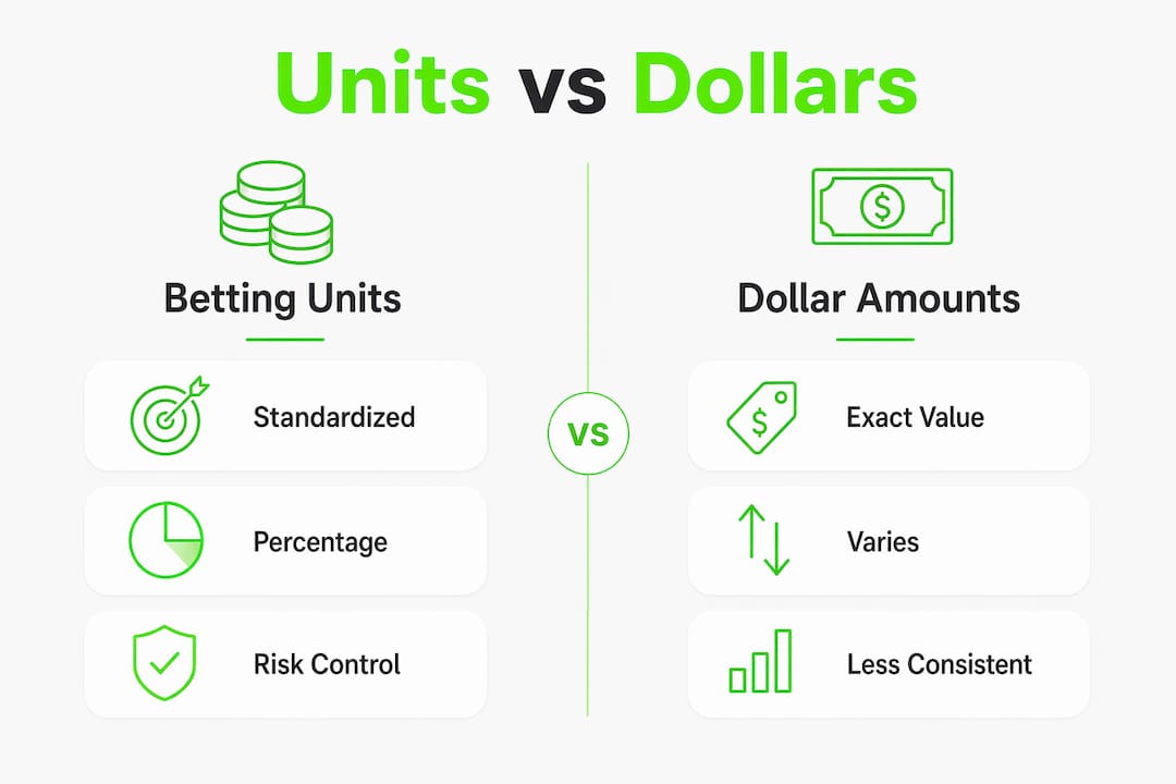 Infographic comparing betting units and dollar amounts