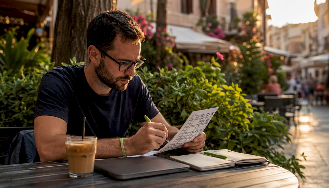 Man analyzing Asian handicap soccer bet slip