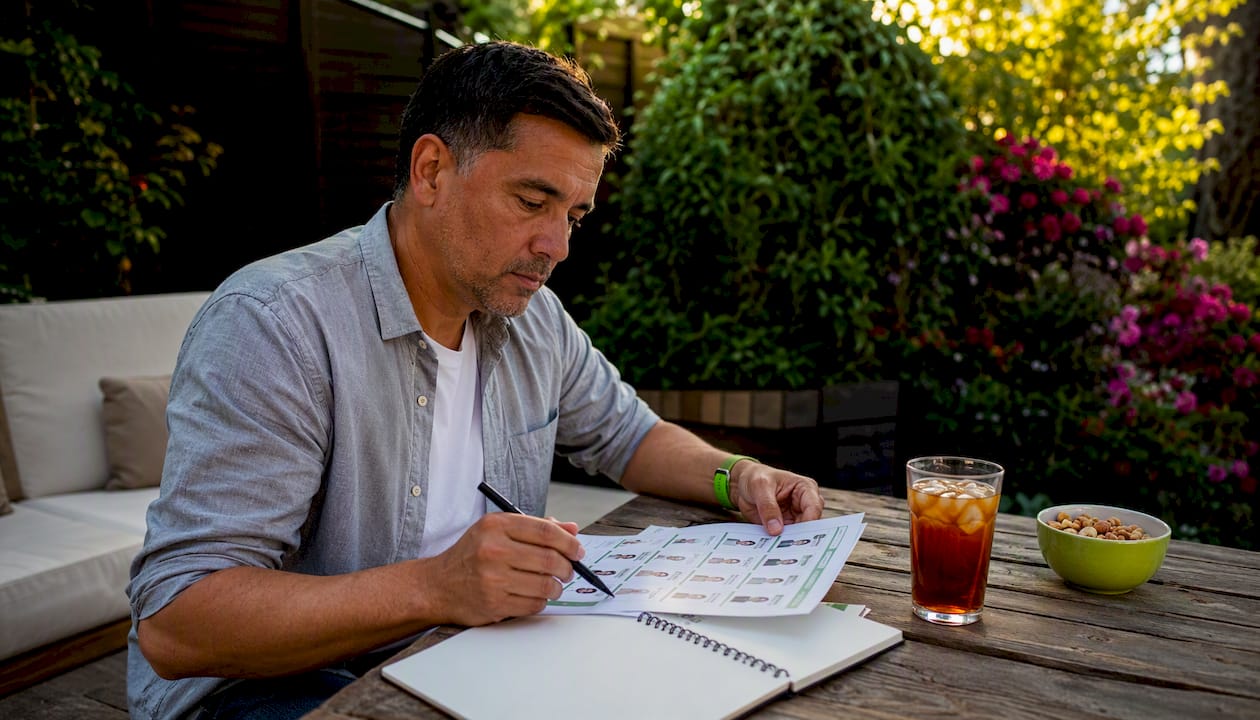 Man reviewing soccer prop checklist outdoors