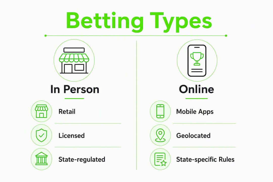 Infographic comparing in-person and online sports betting