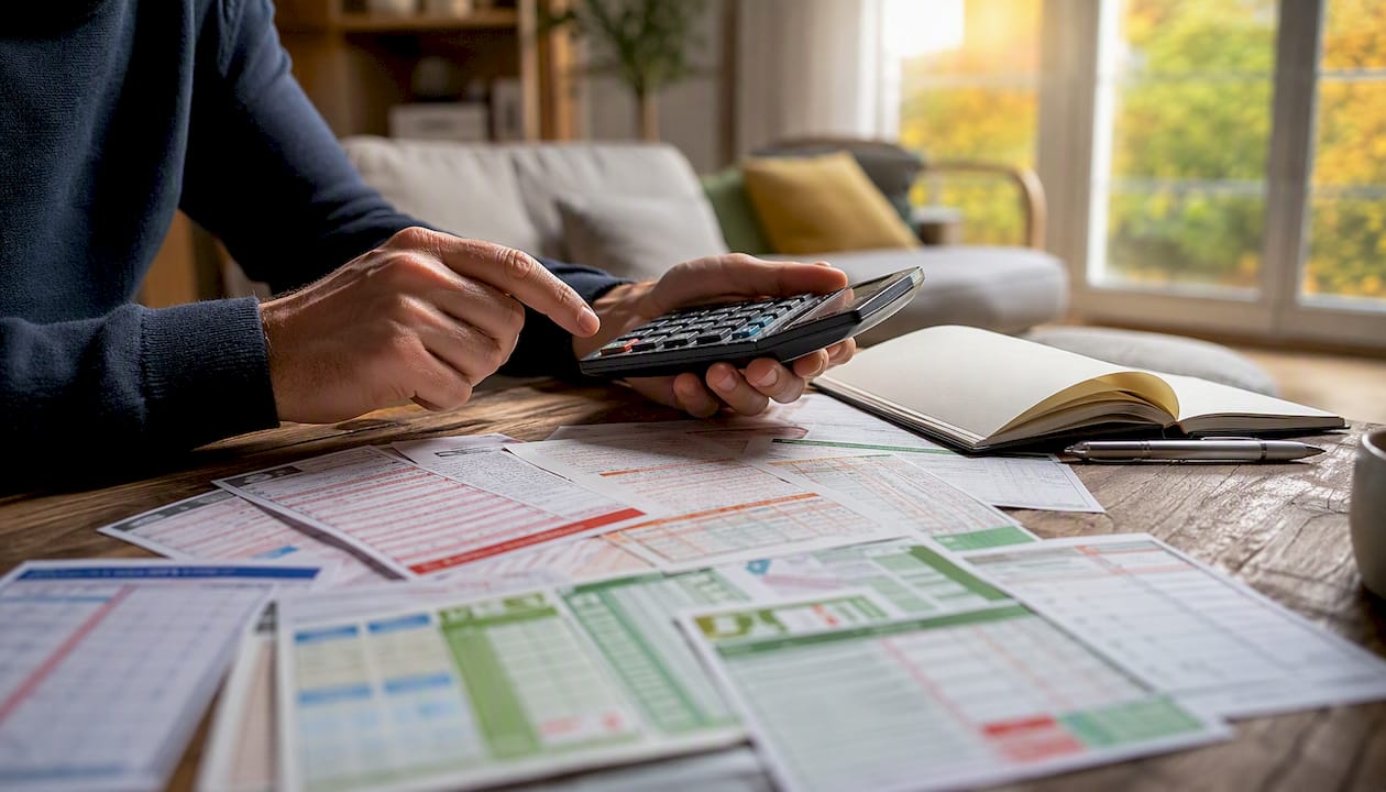 Hands using calculator for betting analysis