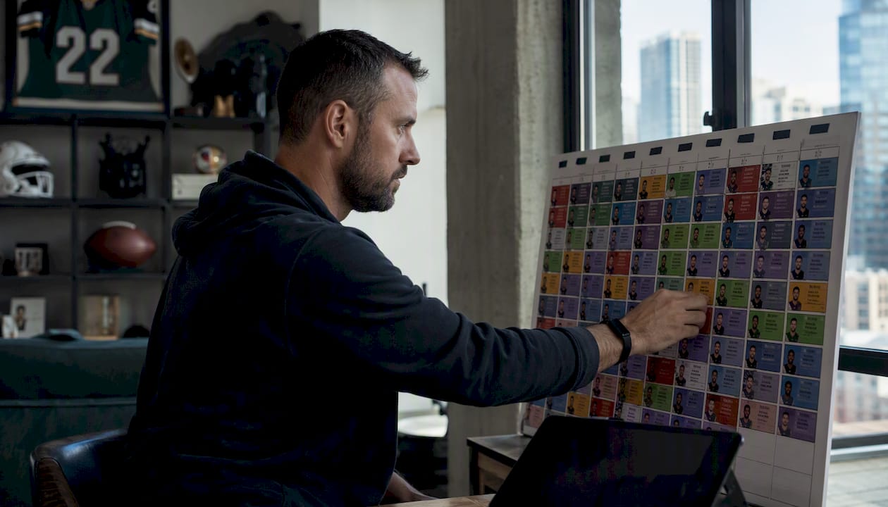Hand adjusting fantasy football draft board