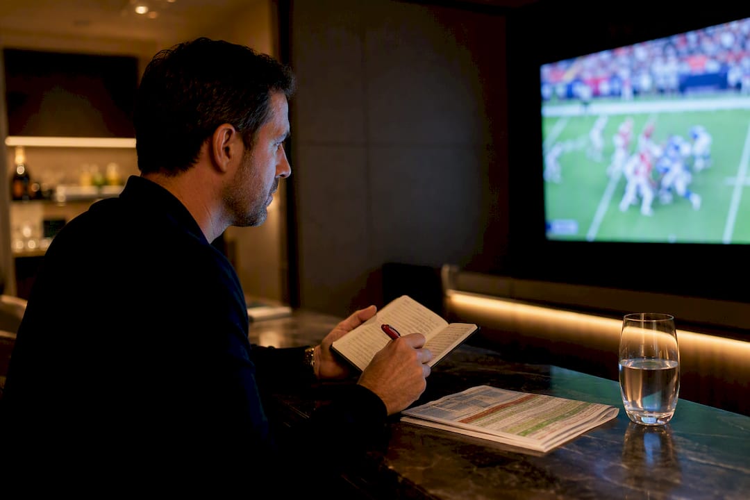 Bettor comparing live game action with pregame line