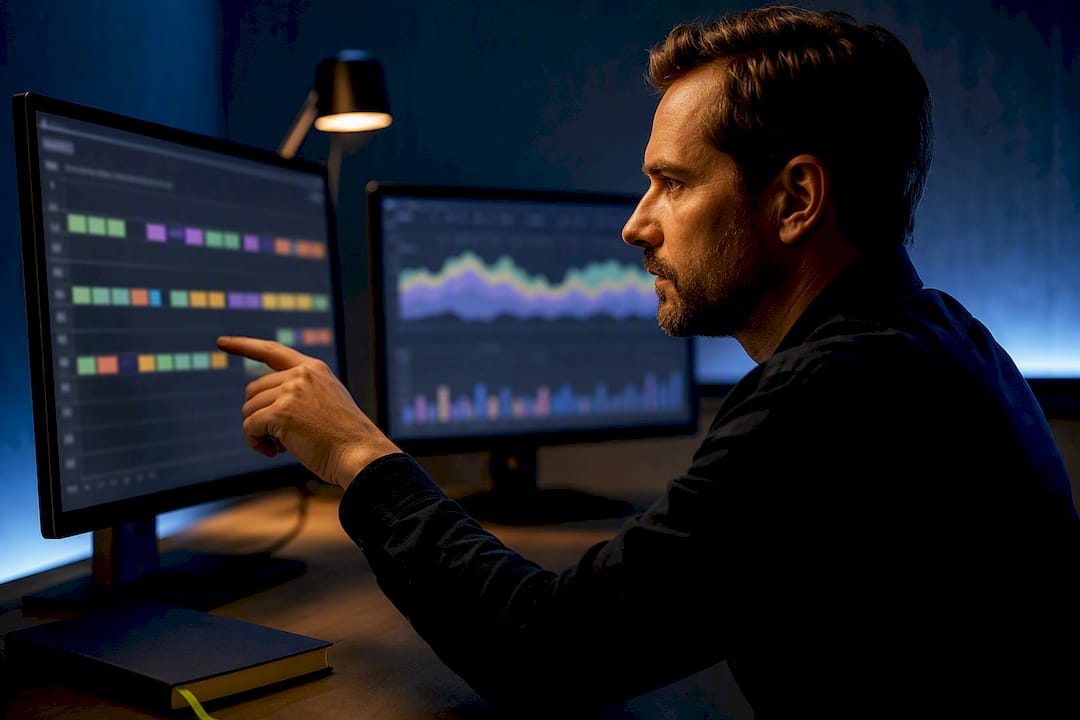 Analyst reviewing time-ordered betting validation data