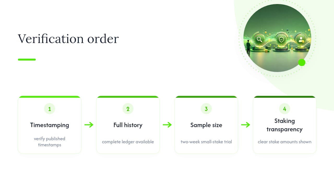 Four-step public betting record verification routine