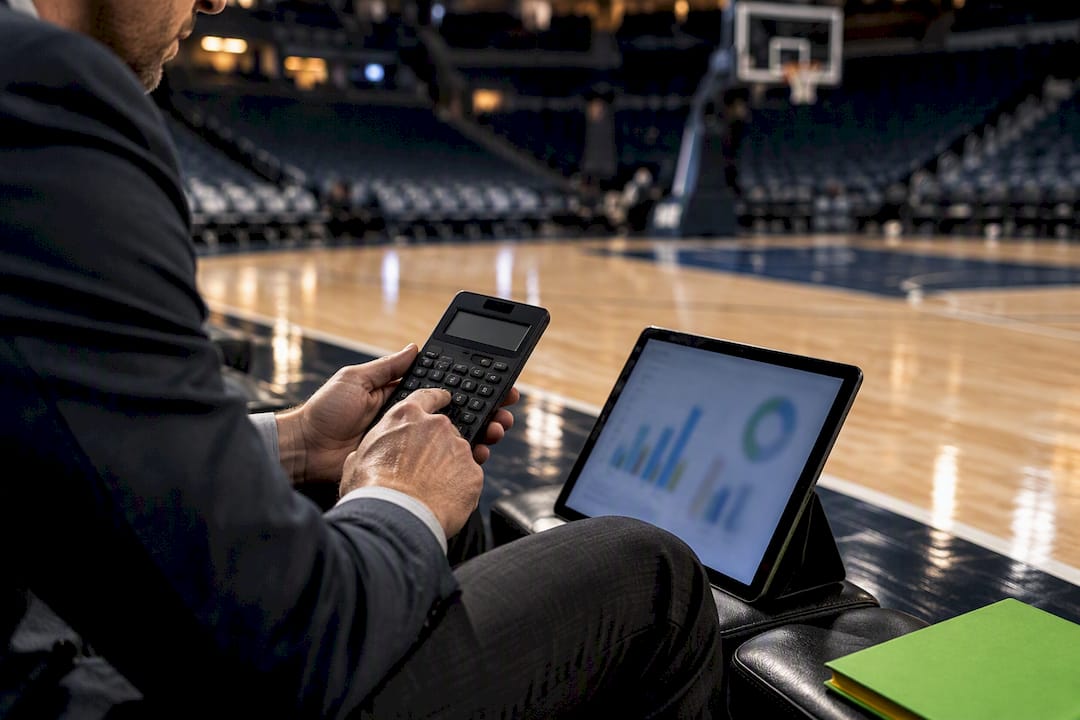 Analyst calculating NBA game pace courtside