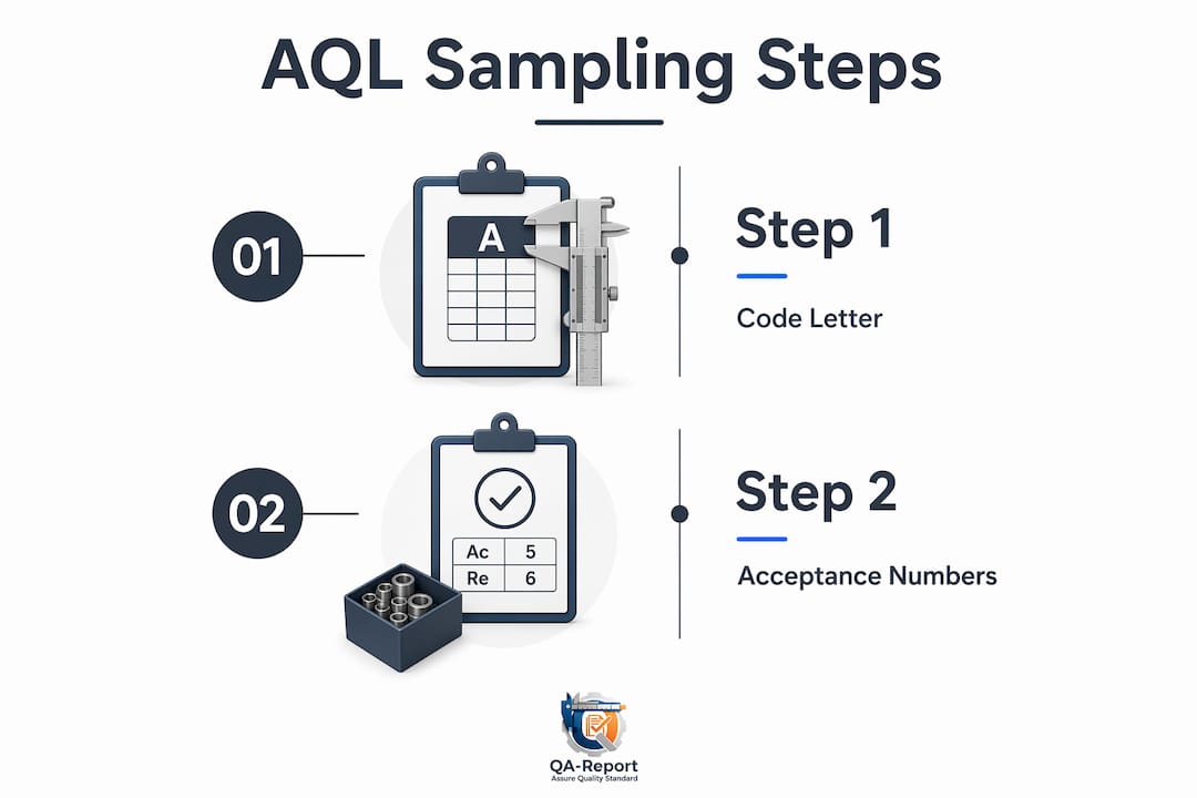 Infographic showing two-step AQL sampling process