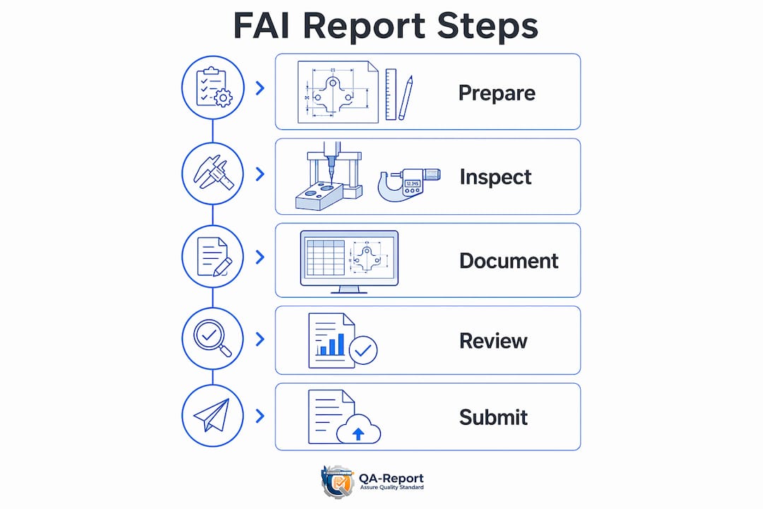 Infographic of AS9102 FAI report steps