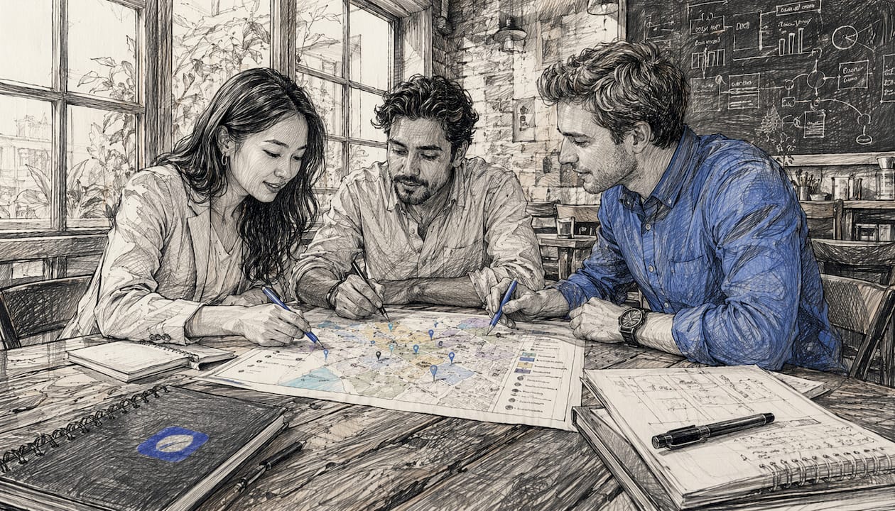 Team analyzing waste management market