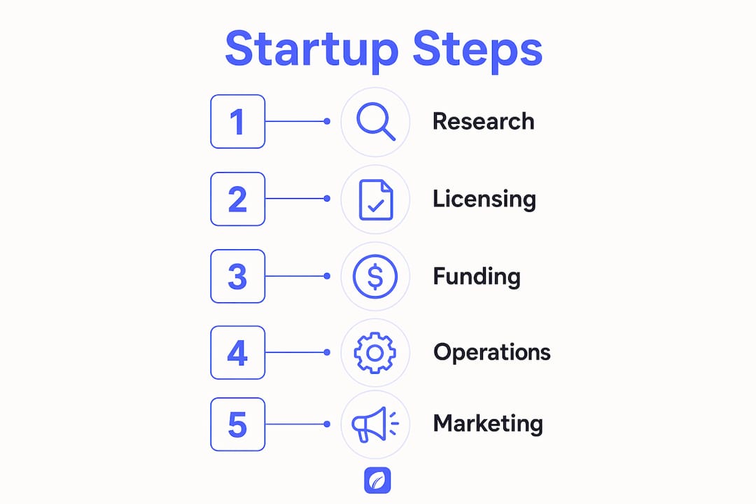 Infographic showing waste disposal startup steps