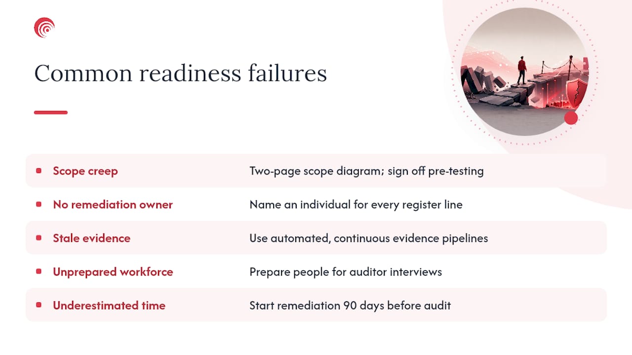Five audit readiness failure modes and fixes