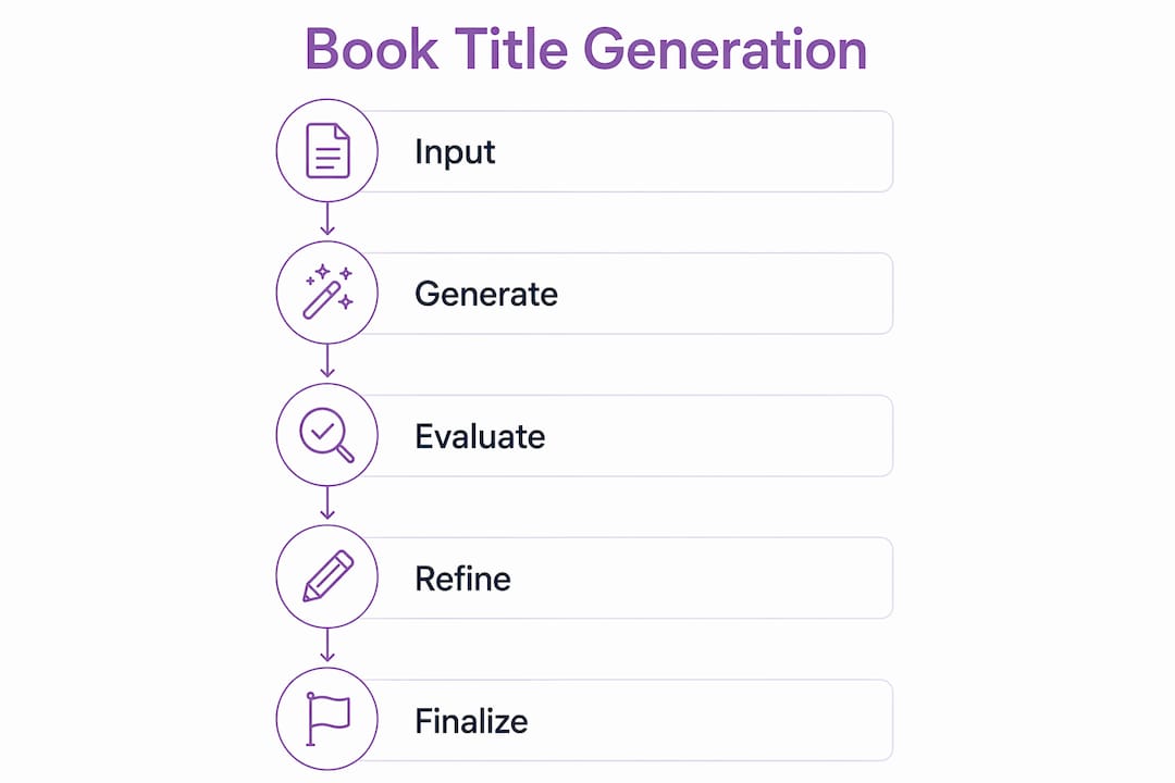 Infographic showing steps to generate book titles