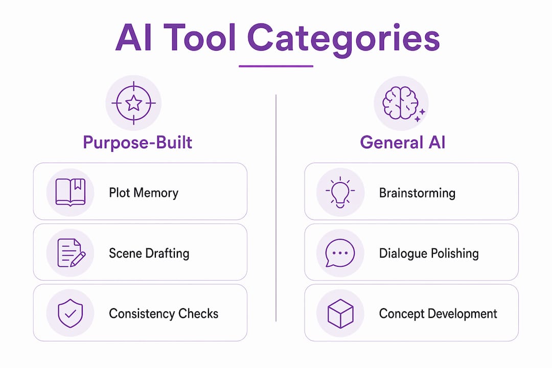 Infographic comparing AI tool categories for writing