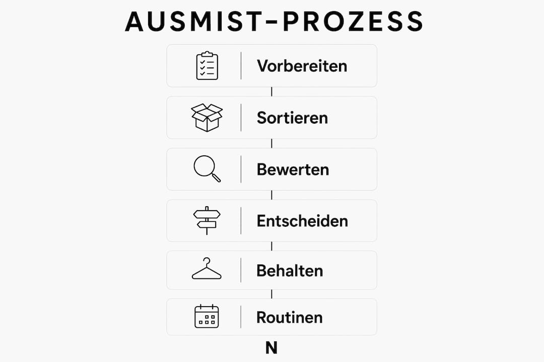 Schritt-für-Schritt-Infografik: So gelingt das Ausmisten ganz einfach