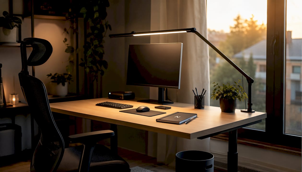 La lampe asymétrique pour moniteur assure un éclairage ciblé du poste de travail.