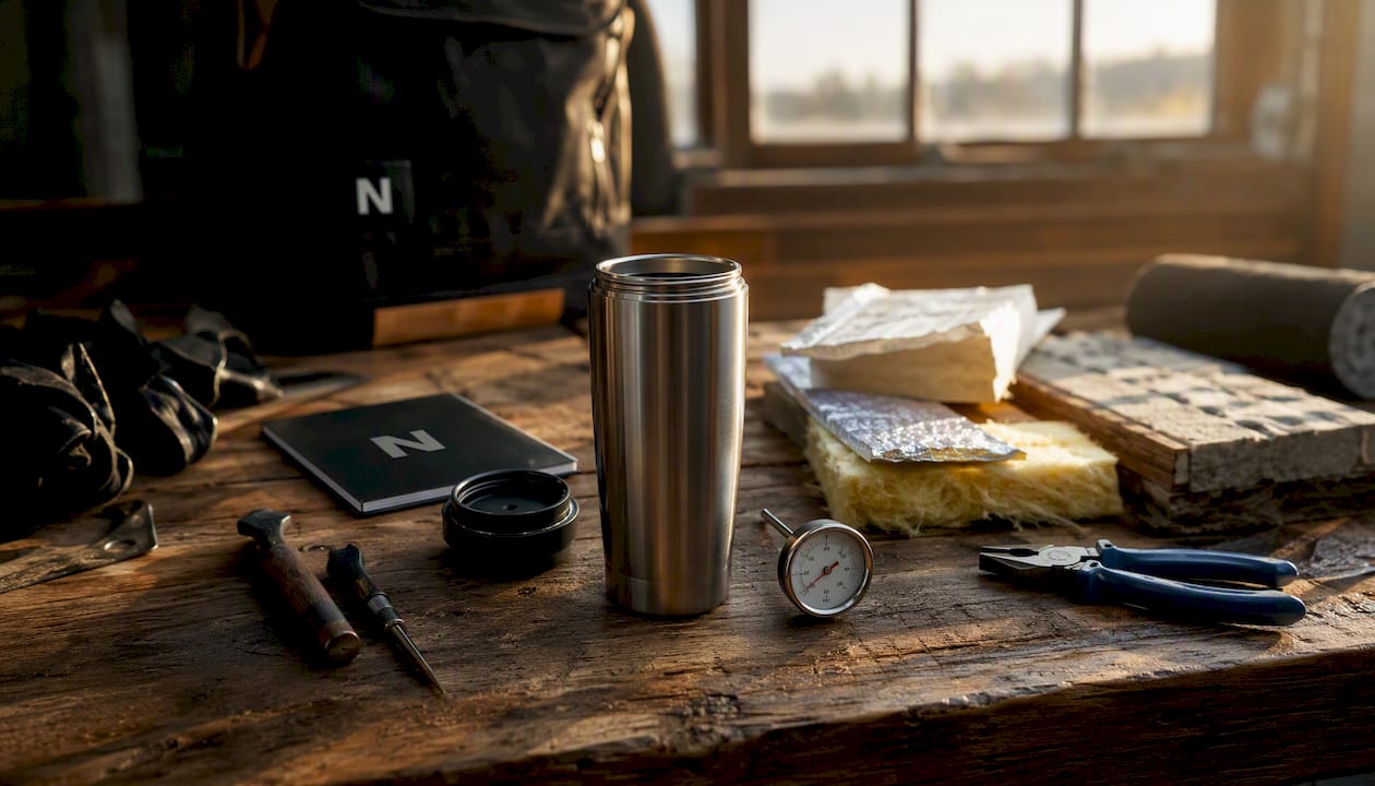 Vue détaillée de l'équipement de test pour les tasses isothermes