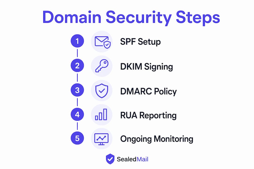 Infographic outlining domain security technical steps