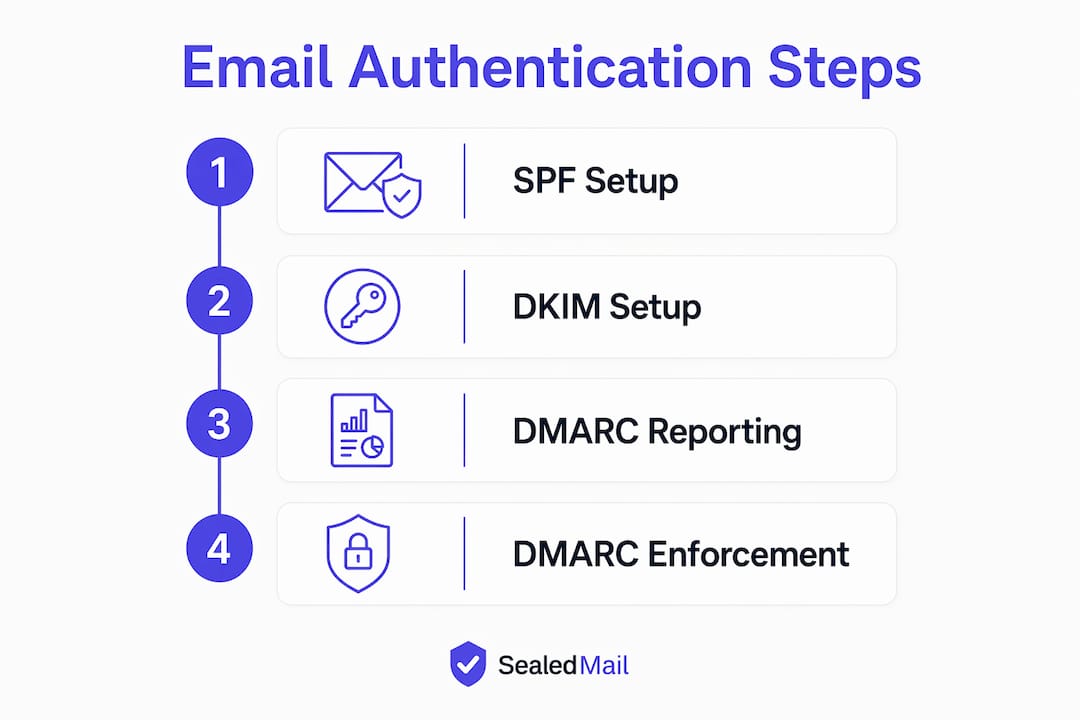 Infographic outlining email authentication steps