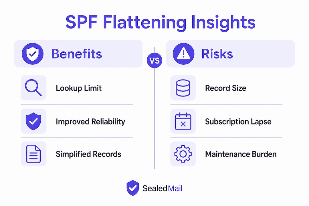 Infographic comparing SPF flattening benefits and risks
