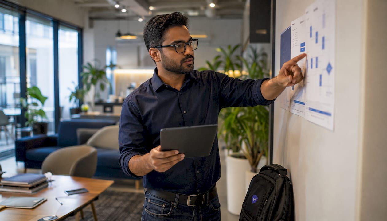 IT professional analyzing DNS configuration on monitor