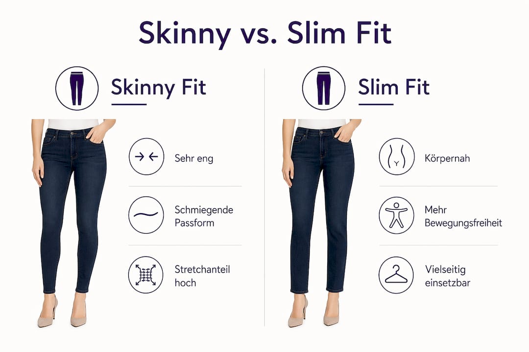 Infografik: Skinny Jeans vs. Slim Fit – Die wichtigsten Unterschiede auf einen Blick