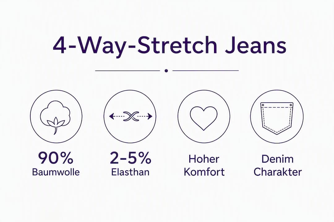 Übersicht: Die wichtigsten Eigenschaften von 4-Wege-Stretch-Jeans auf einen Blick