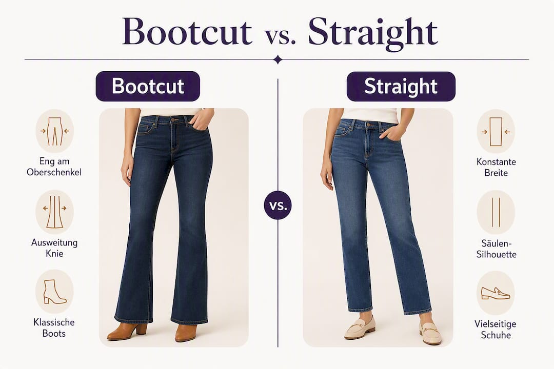Infografik: Bootcut vs. Straight – die wichtigsten Unterschiede auf einen Blick