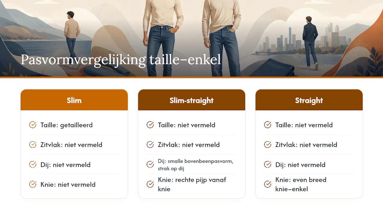 Wat is het verschil tussen slim fit, slim-straight en straight jeans?
