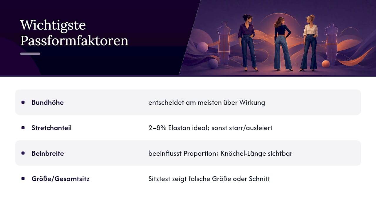 Diagramm zum Vergleich von Bundhöhe und Passformfaktoren