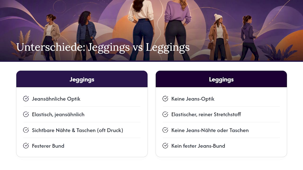 Vergleich zwischen Jeggings und Leggings